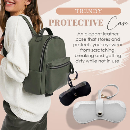 Portable Leather Glasses Snap Case