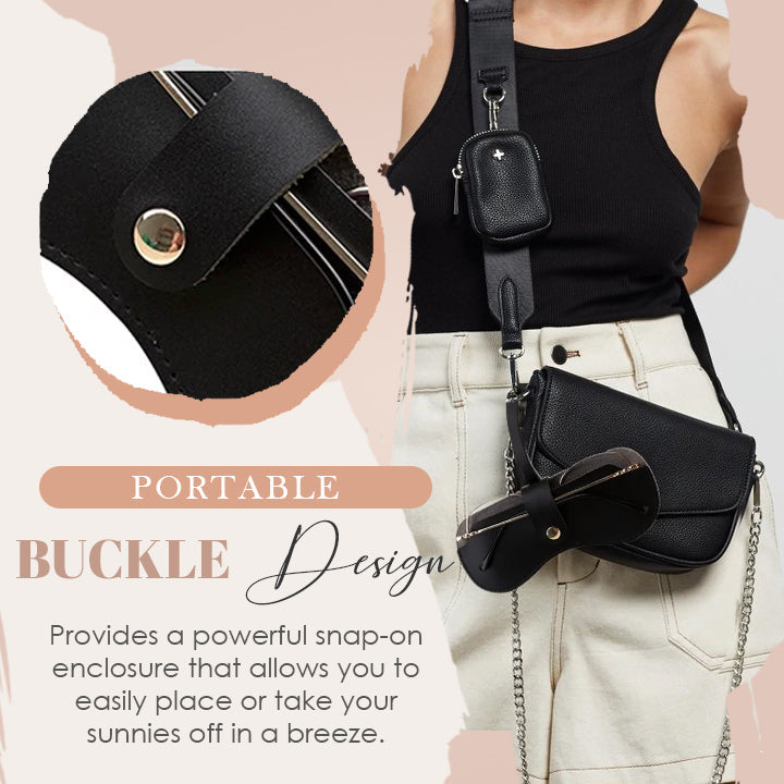 Portable Leather Glasses Snap Case