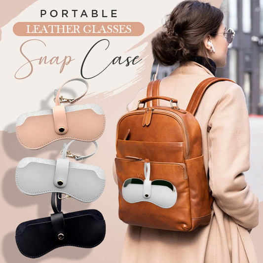 Portable Leather Glasses Snap Case
